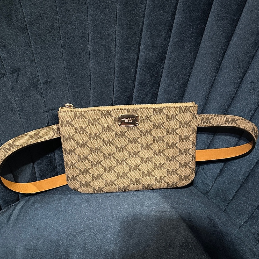 Michael Kors Tan and Brown Logo Belt Bag
